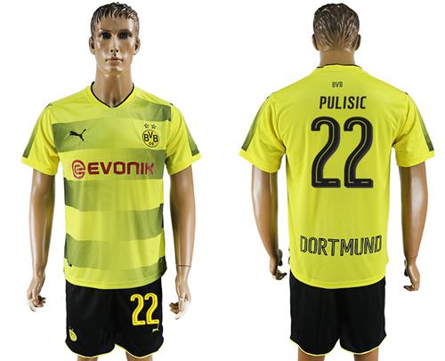 Dortmund #22 Pulisic Home Soccer Club Jersey - Click Image to Close